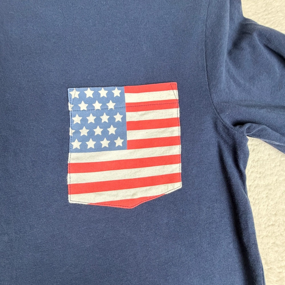 Vineyard Vines Shirt Mens XS Navy American Flag Pocket Long Sleeve Tee - Picture 4 of 10